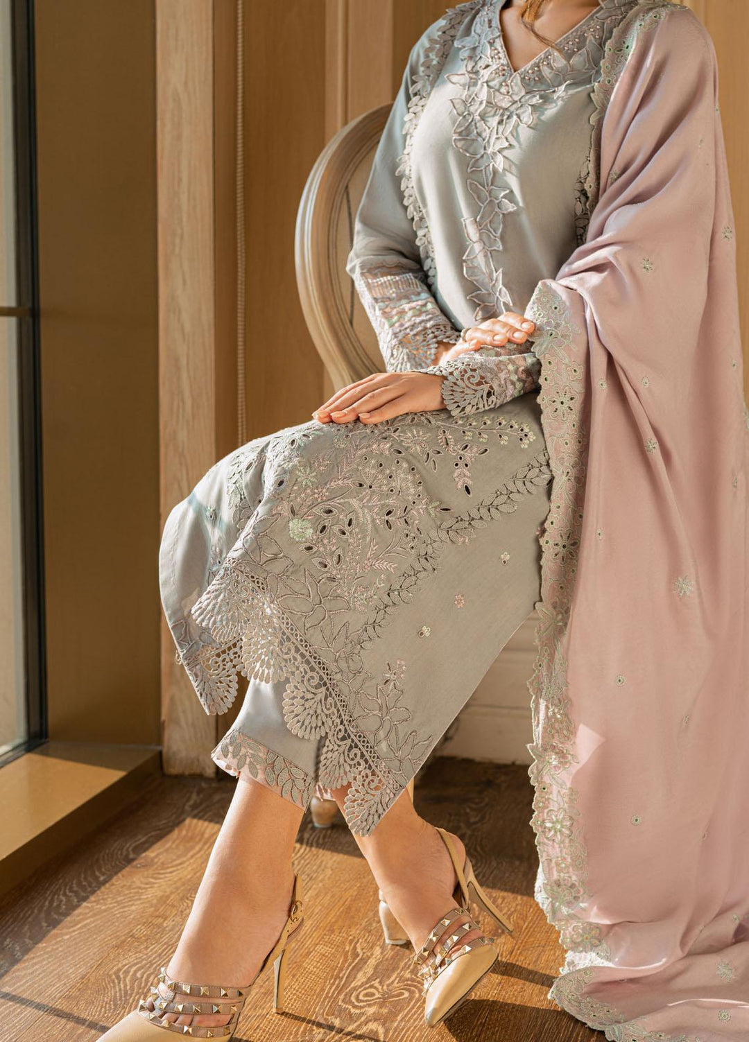 Mushq Casual Pret  Marina 3 Piece Suit MWP22-09 Glacier