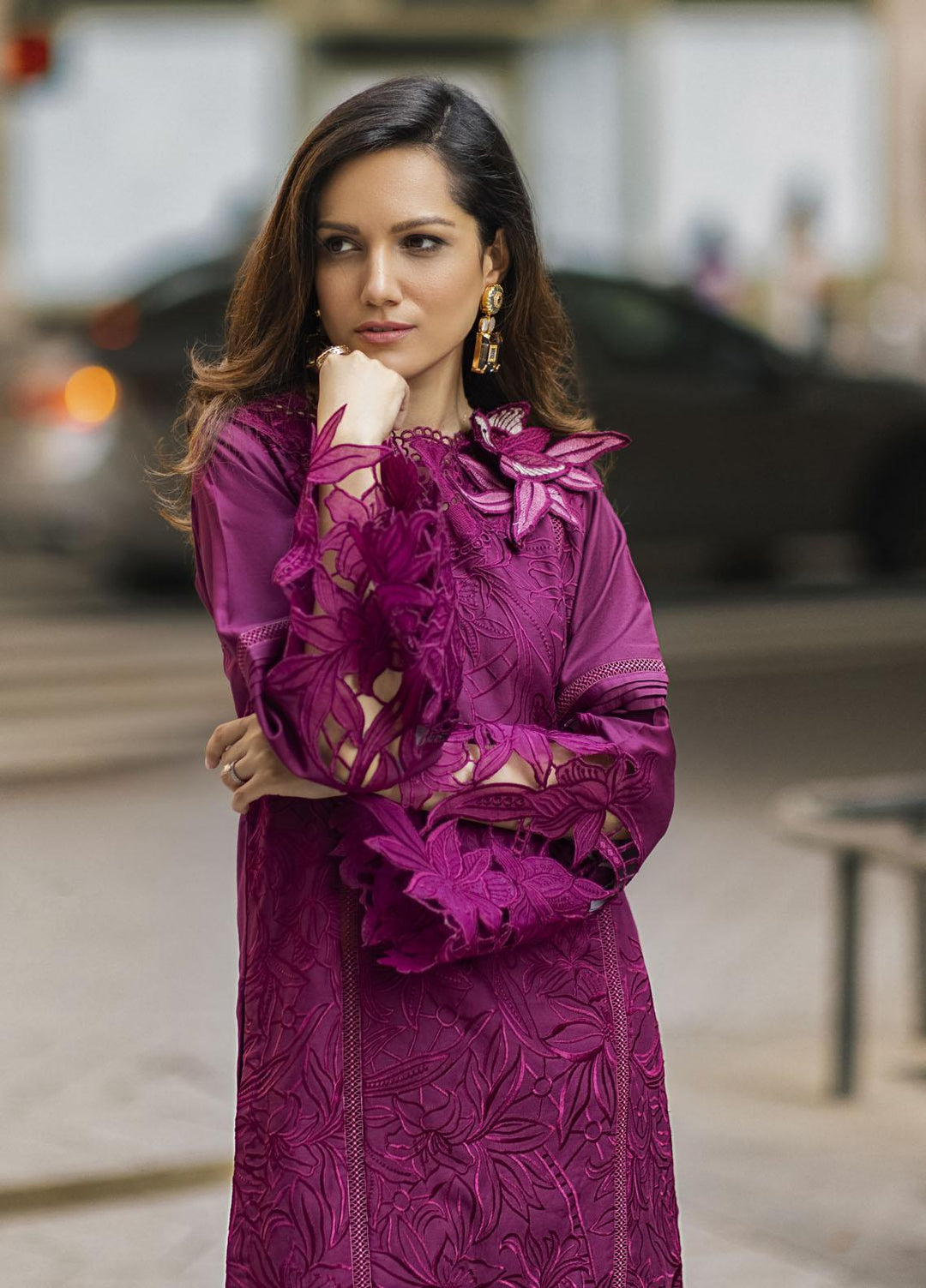 Mushq Embroidered Linen Suits Unstitched 3 Piece MQ21BW MW21-11 Vivid Viola - Winter Collection