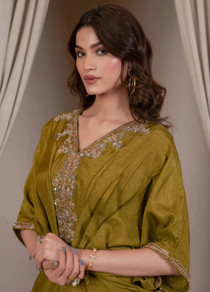 Mushq by Hadia Batool Pret Embroidered Raw Silk 1 Piece Suit Henna