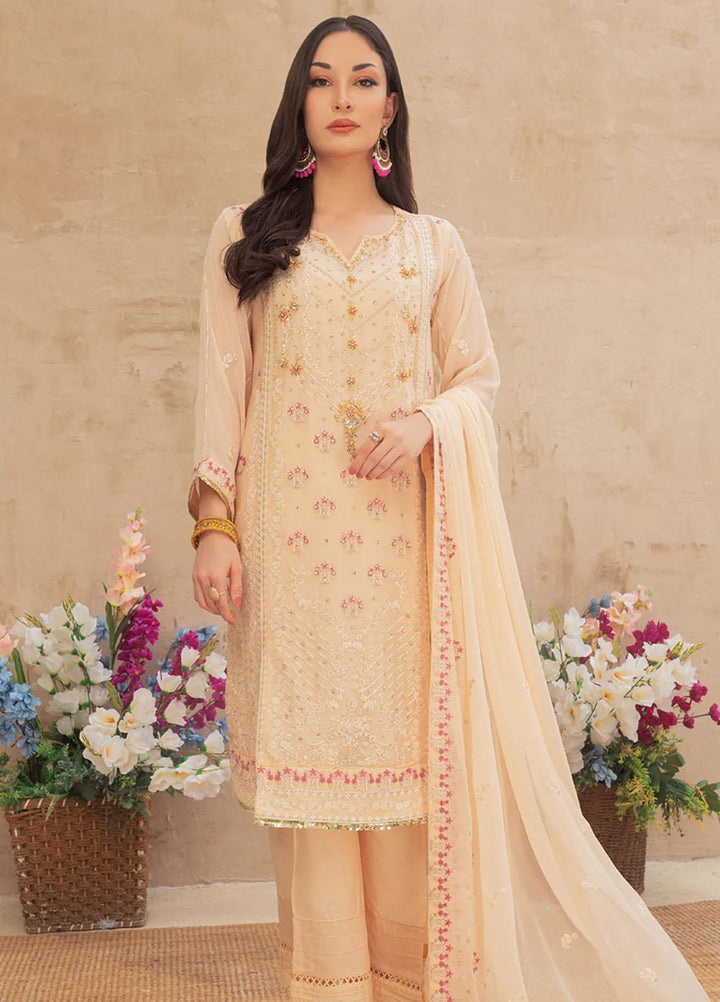 Shamooz Embroidered Casual Chiffon 3 Piece Suit SEM-0513 Light Peach