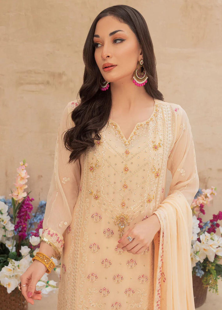 Shamooz Embroidered Casual Chiffon 3 Piece Suit SEM-0513 Light Peach