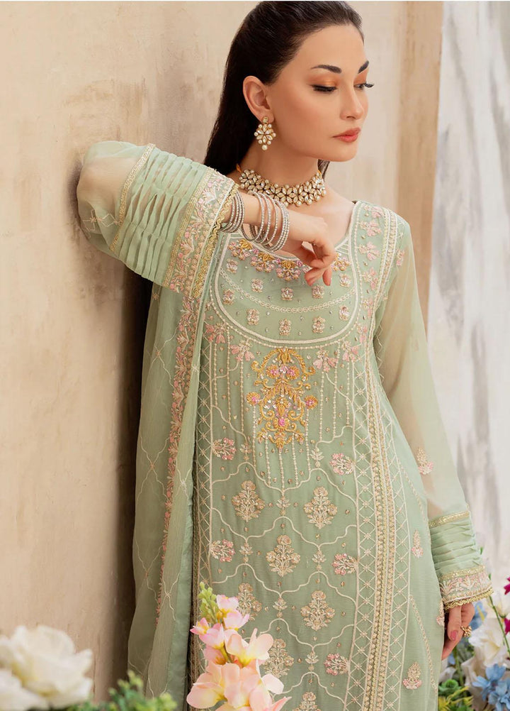 Shamooz Embroidered Casual Chiffon 3 Piece Suit SEM-0518 Light Green