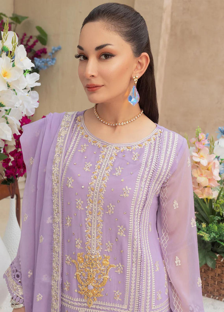 Shamooz Embroidered Casual Chiffon 3 Piece Suit SEM-0519 Light Purple