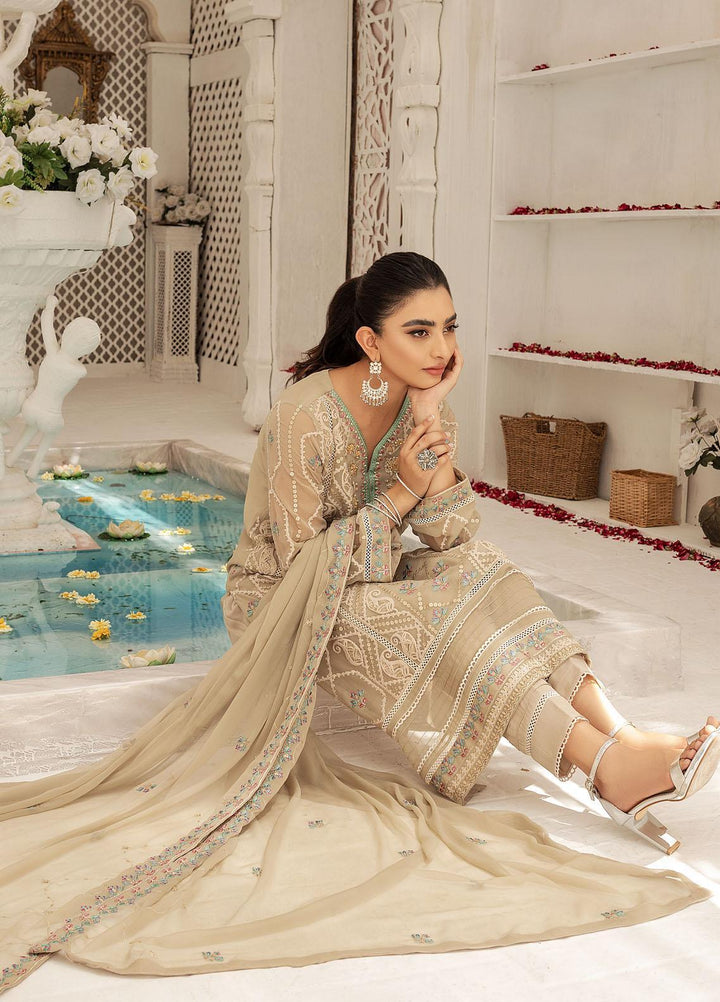 Shamooz Luxury Pret  Chiffon 3 Piece Suit Grey Tone SEM-0427