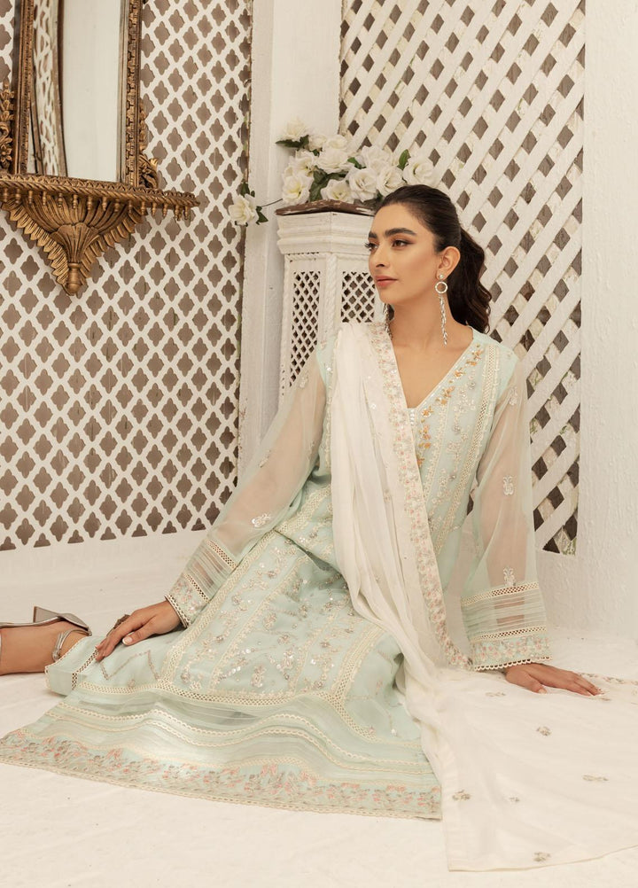 Shamooz Luxury Pret  Chiffon 3 Piece Suit Pastel Aqua SEM-0415