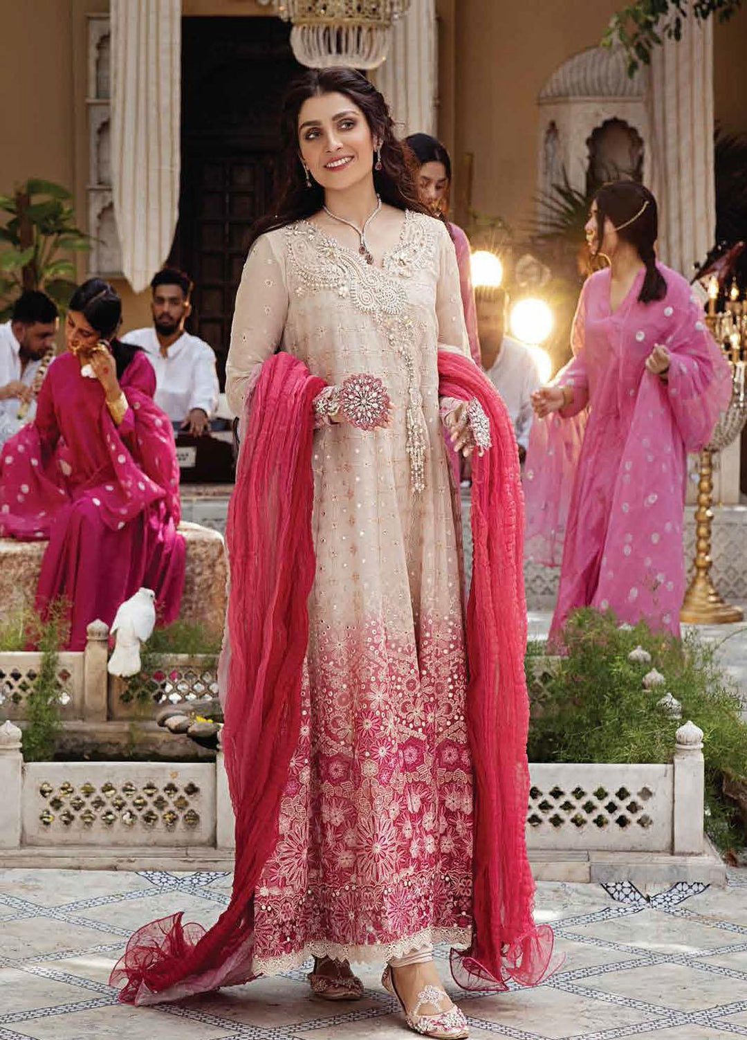 Mushq Chikankari Cotton Net Suits Unstitched 3 Piece MFC21-01 MIHR - Festive Collection