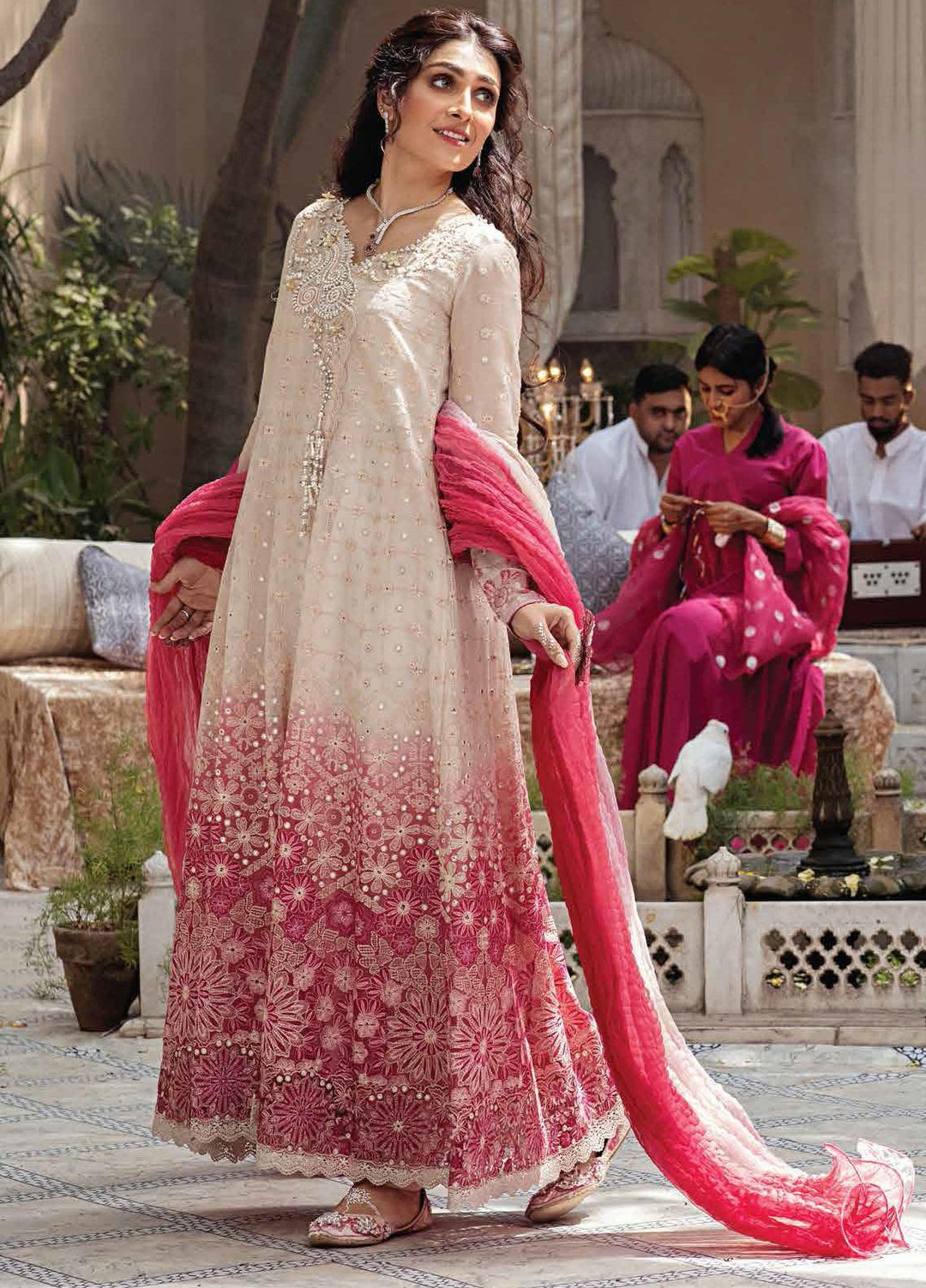 Mushq Chikankari Cotton Net Suits Unstitched 3 Piece MFC21-01 MIHR - Festive Collection
