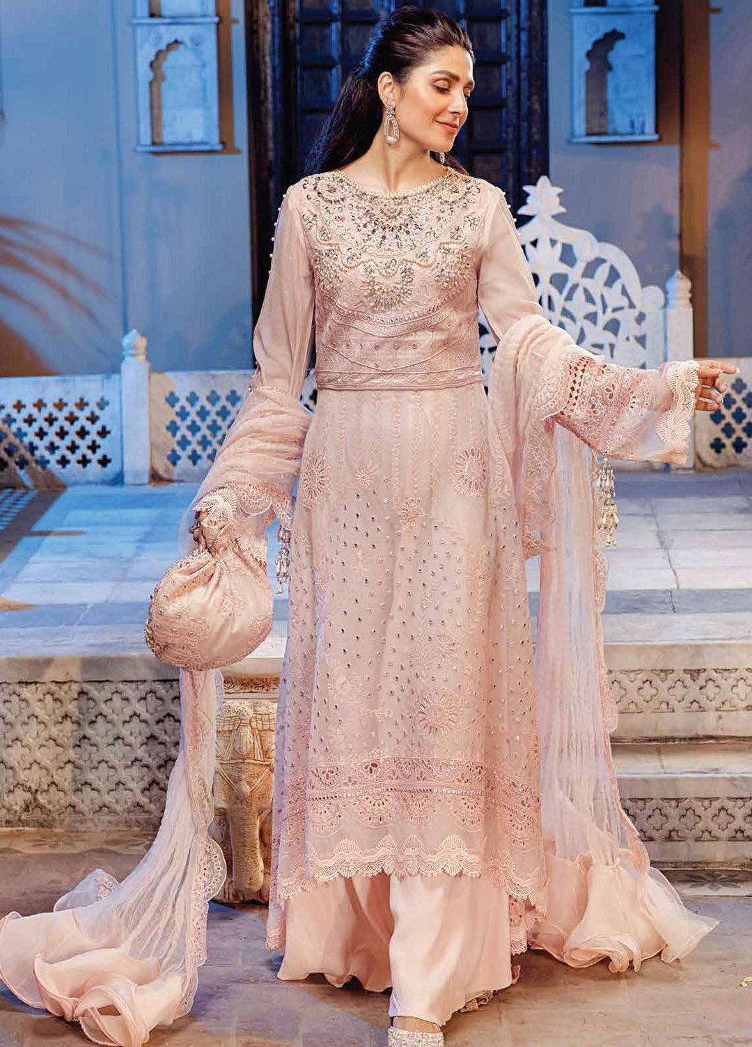 Mushq Chikankari Cotton Net Suits Unstitched 3 Piece MFC21-07 NISSA - Festive Collection