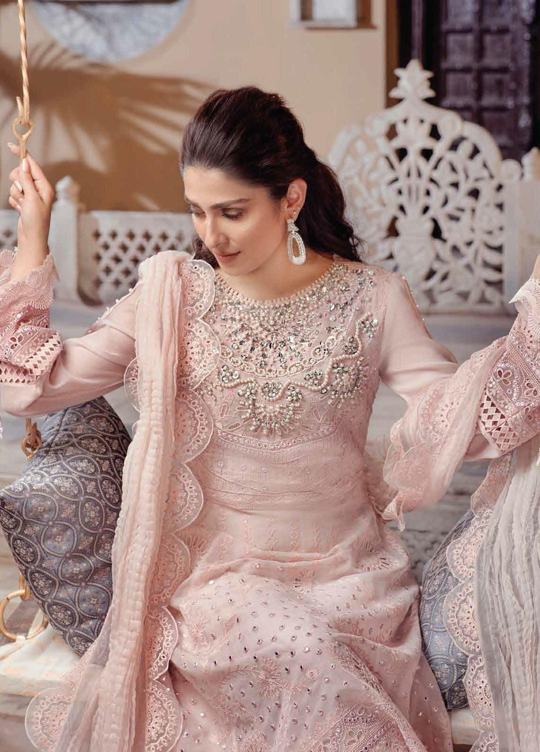 Mushq Chikankari Cotton Net Suits Unstitched 3 Piece MFC21-07 NISSA - Festive Collection