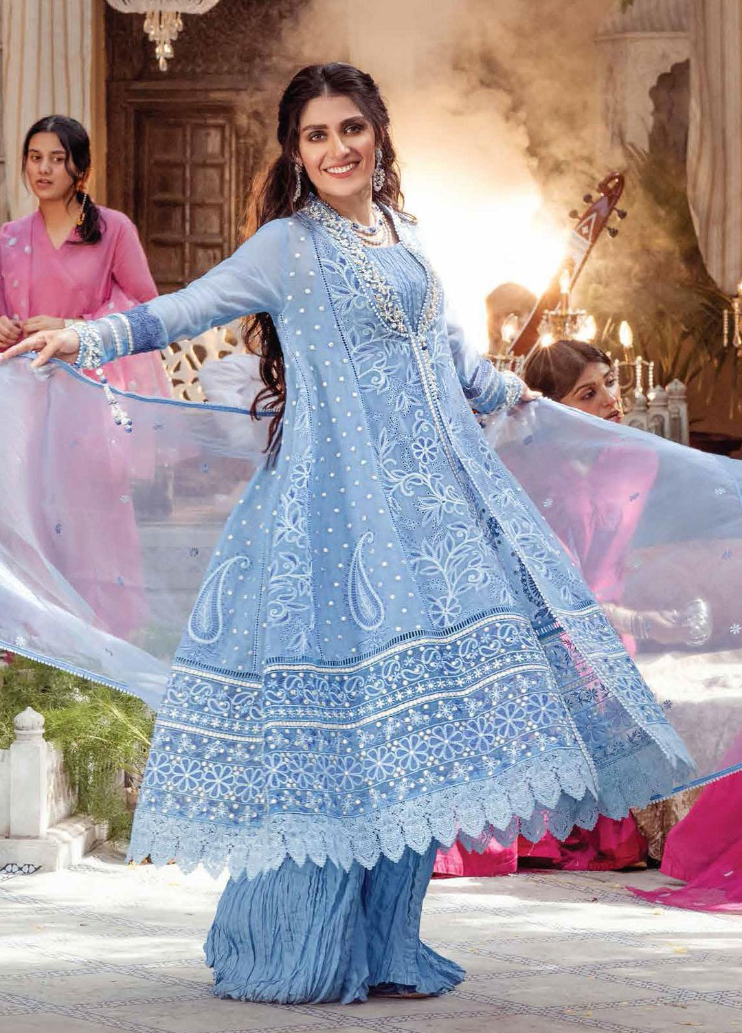 Mushq Chikankari Cotton Net Suits Unstitched 3 Piece MFC21-09 SAHAR - Festive Collection