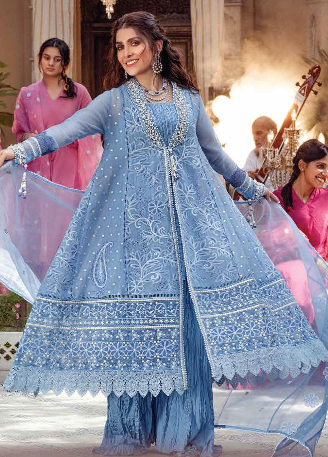 Mushq Chikankari Cotton Net Suits Unstitched 3 Piece MFC21-09 SAHAR - Festive Collection