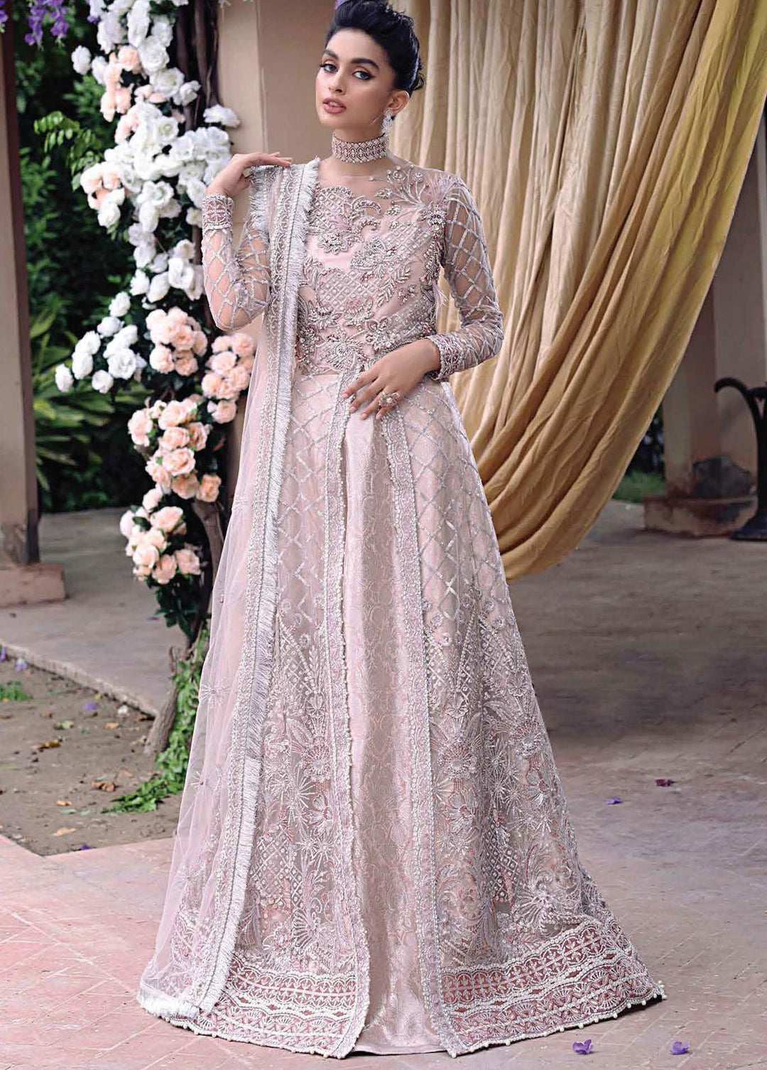 Dhee Rani By Mushq Embroidered Net Suits Unstitched 3 Piece MQ21WD TDL21-02 Nihal - Wedding Collection