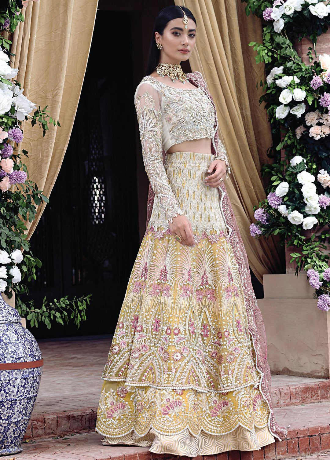 Dhee Rani By Mushq Embroidered Net Suits Unstitched 3 Piece MQ21WD TDL21-06 Wafaa - Wedding Collection