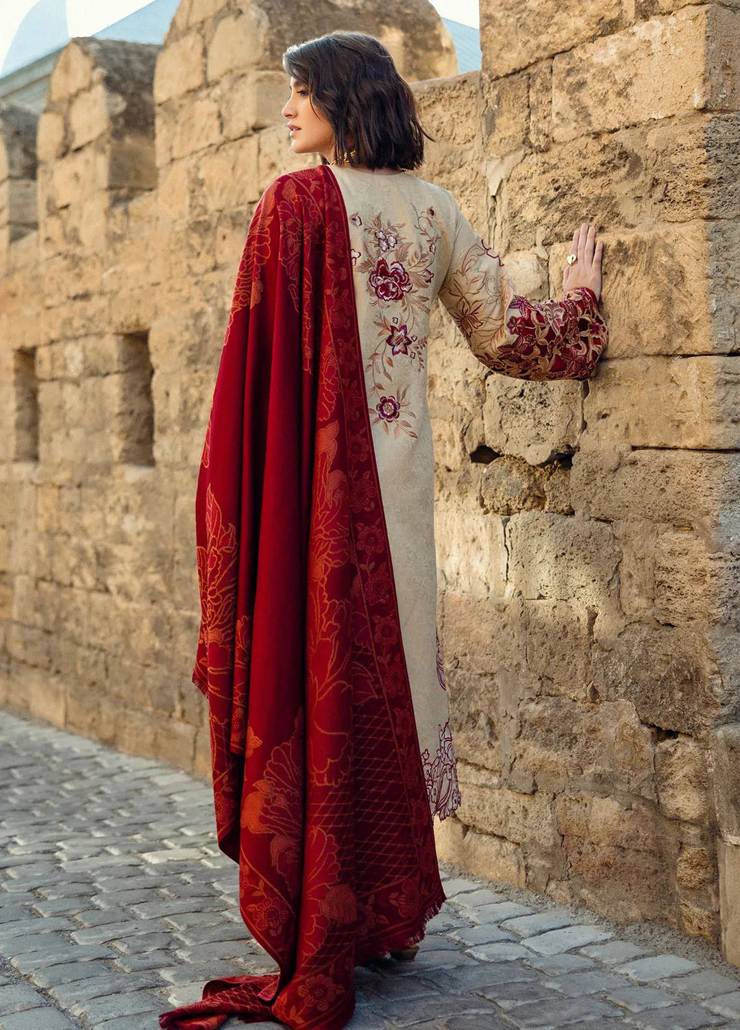 Mushq Embroidered Dobby Suit Unstitched 3 Piece MQ24BW Fallen Hearts - Winter Collection