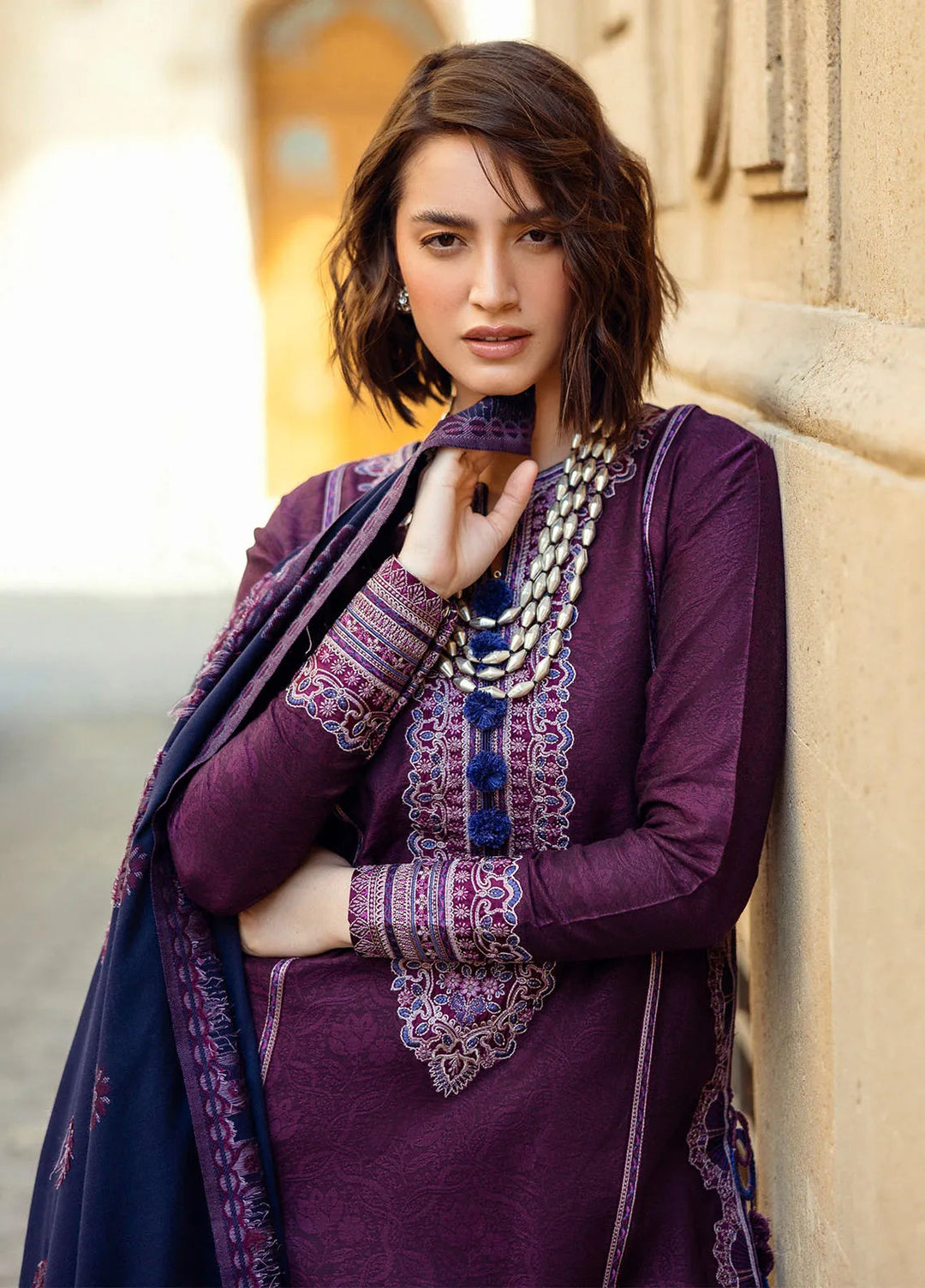Mushq Embroidered Jacquard Suit Unstitched 3 Piece MQ24BW Endless Passion - Winter Collection