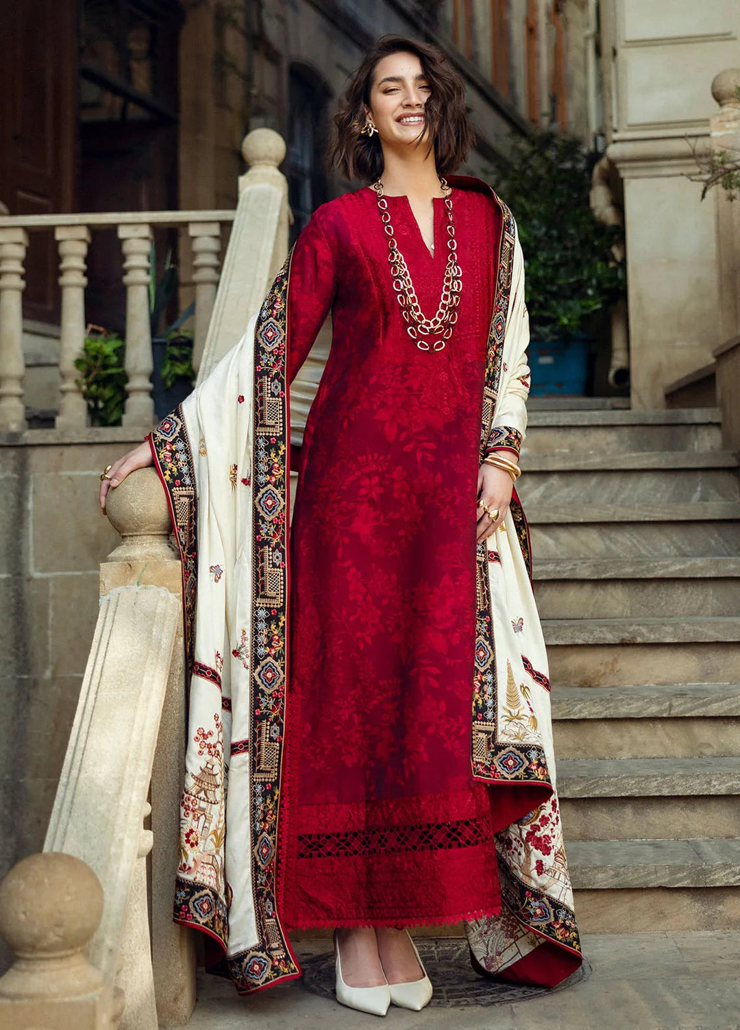 Mushq Embroidered Jacquard Suit Unstitched 3 Piece MQ24BW Flying Kiss - Winter Collection