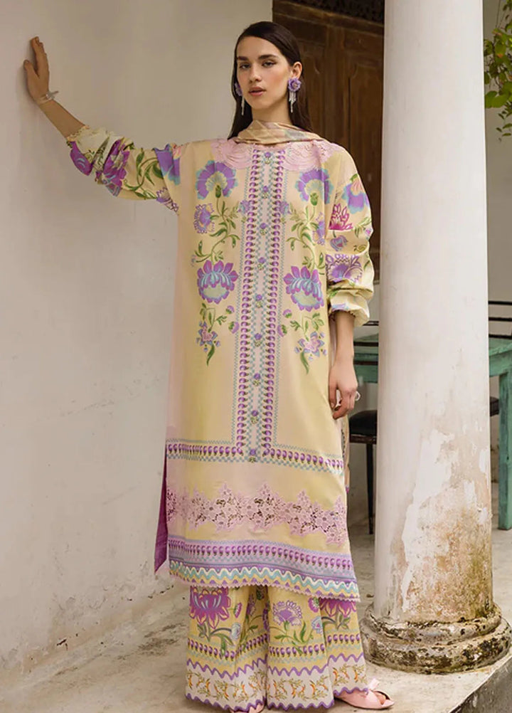 Mushq Embroidered Lawn Suits Unstitched 3 Piece MQ25LD D-2A Dulcina - Summer Collection
