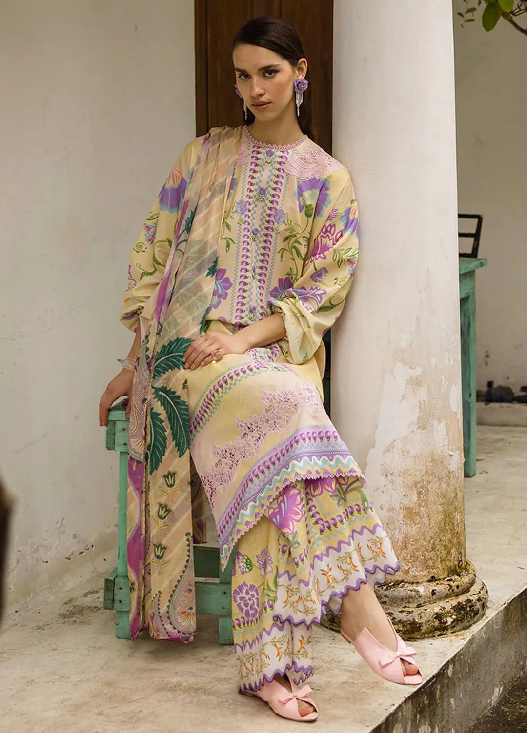 Mushq Embroidered Lawn Suits Unstitched 3 Piece MQ25LD D-2A Dulcina - Summer Collection
