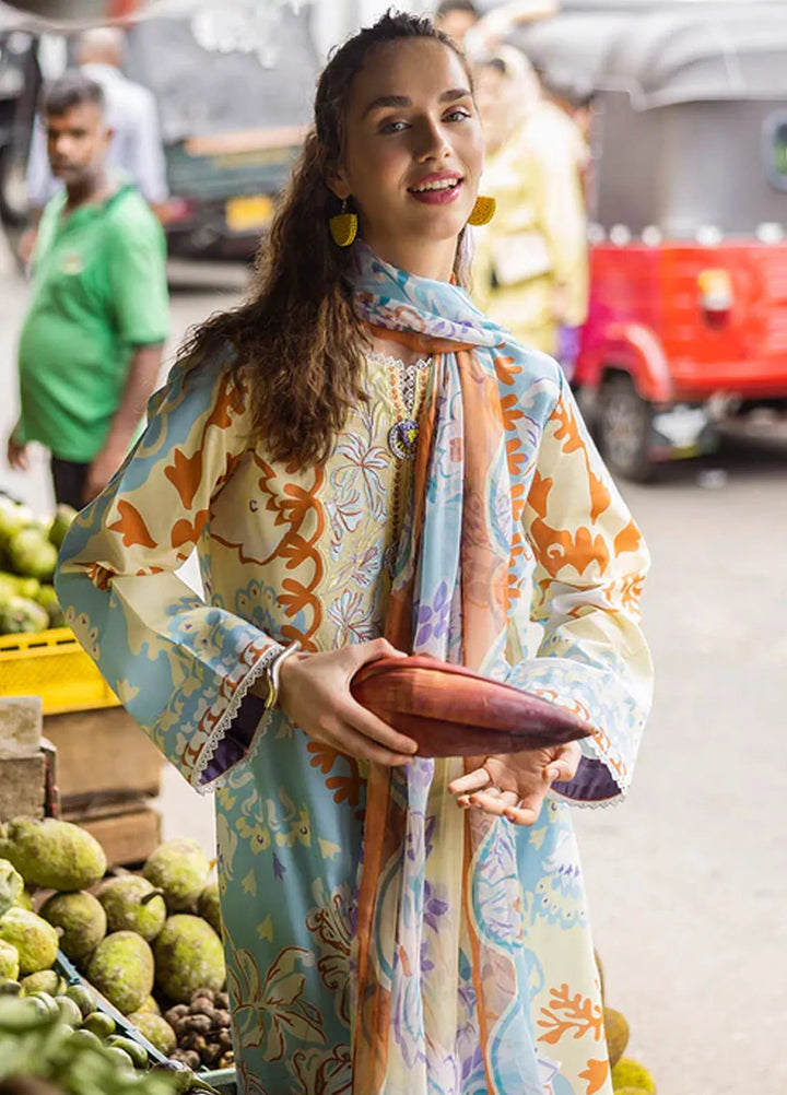 Mushq Embroidered Lawn Suits Unstitched 3 Piece MQ25LD D-3A Zita - Summer Collection