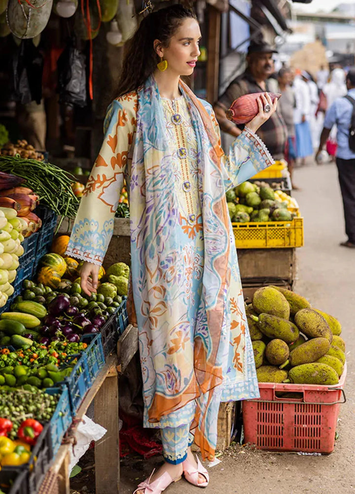 Mushq Embroidered Lawn Suits Unstitched 3 Piece MQ25LD D-3A Zita - Summer Collection