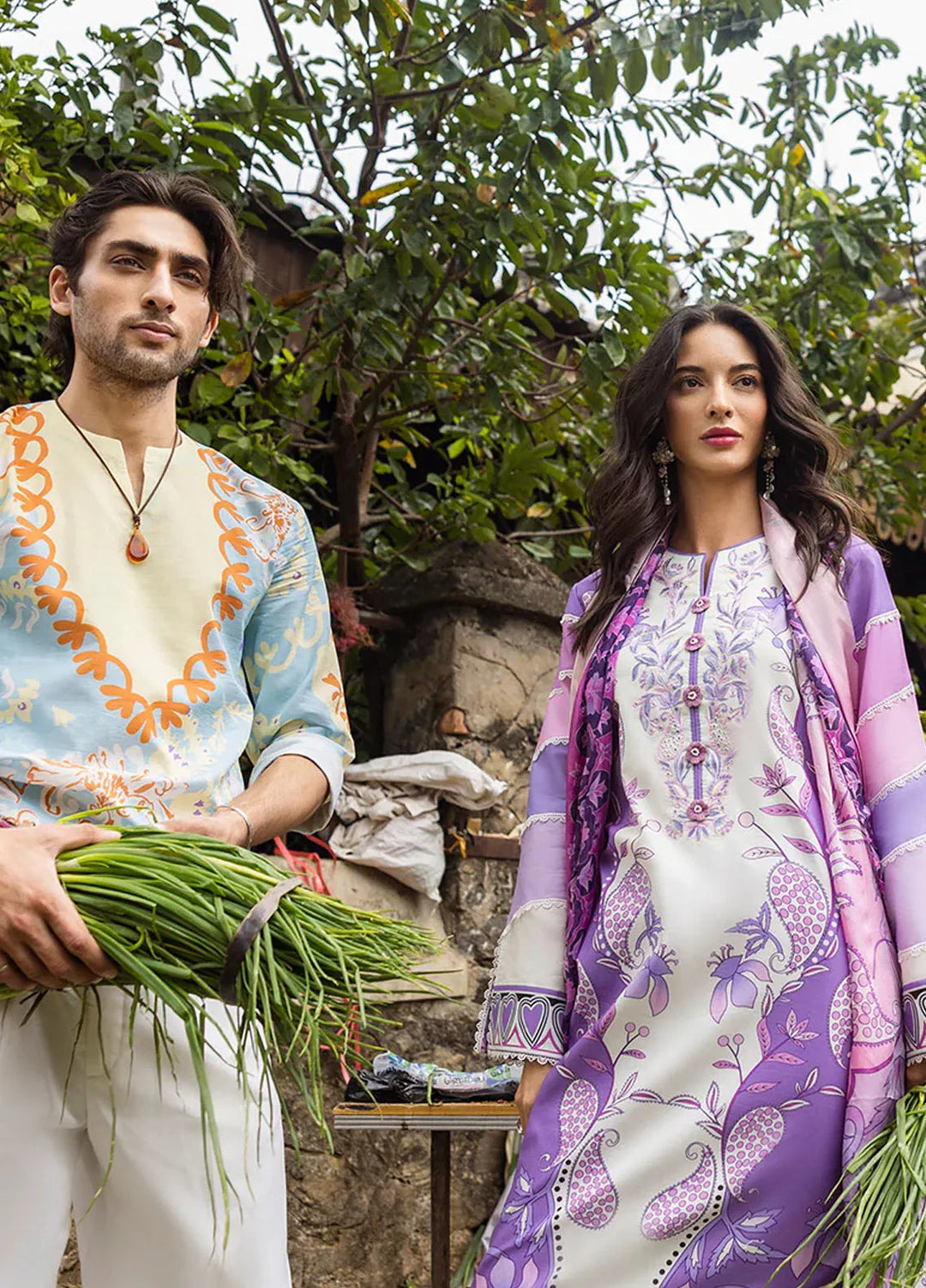 Mushq Embroidered Lawn Suits Unstitched 3 Piece MQ25LD D-5A Fabola - Summer Collection