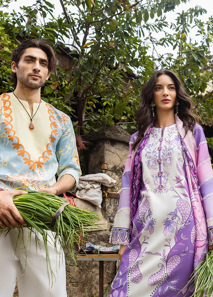 Mushq Embroidered Lawn Suits Unstitched 3 Piece MQ25LD D-5A Fabola - Summer Collection
