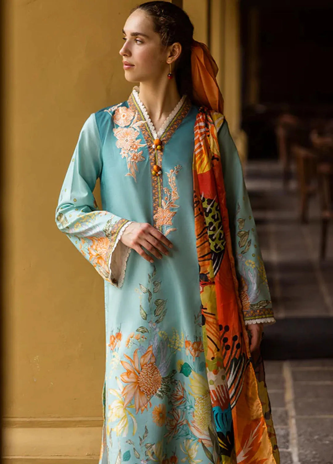 Mushq Embroidered Lawn Suits Unstitched 3 Piece MQ25LD D-7A Livia - Summer Collection