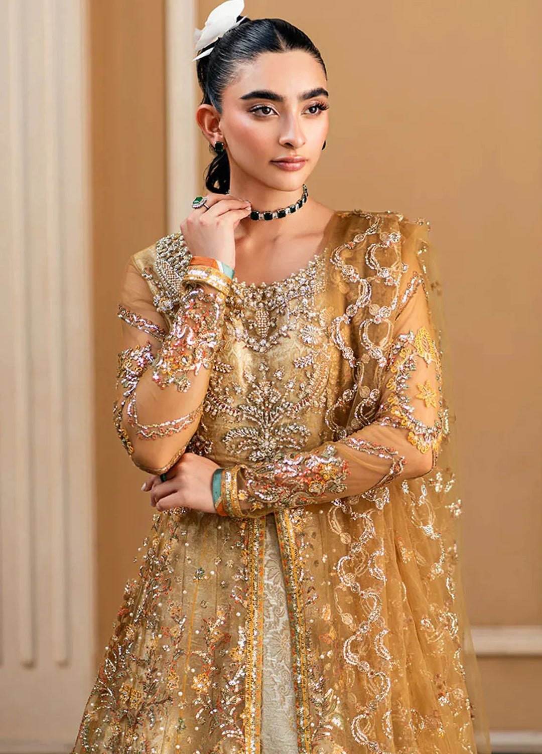 Mushq Embroidered Net Suit Unstitched 4 Piece MQ25MW MWD-03 Sitaray - Formals Collection