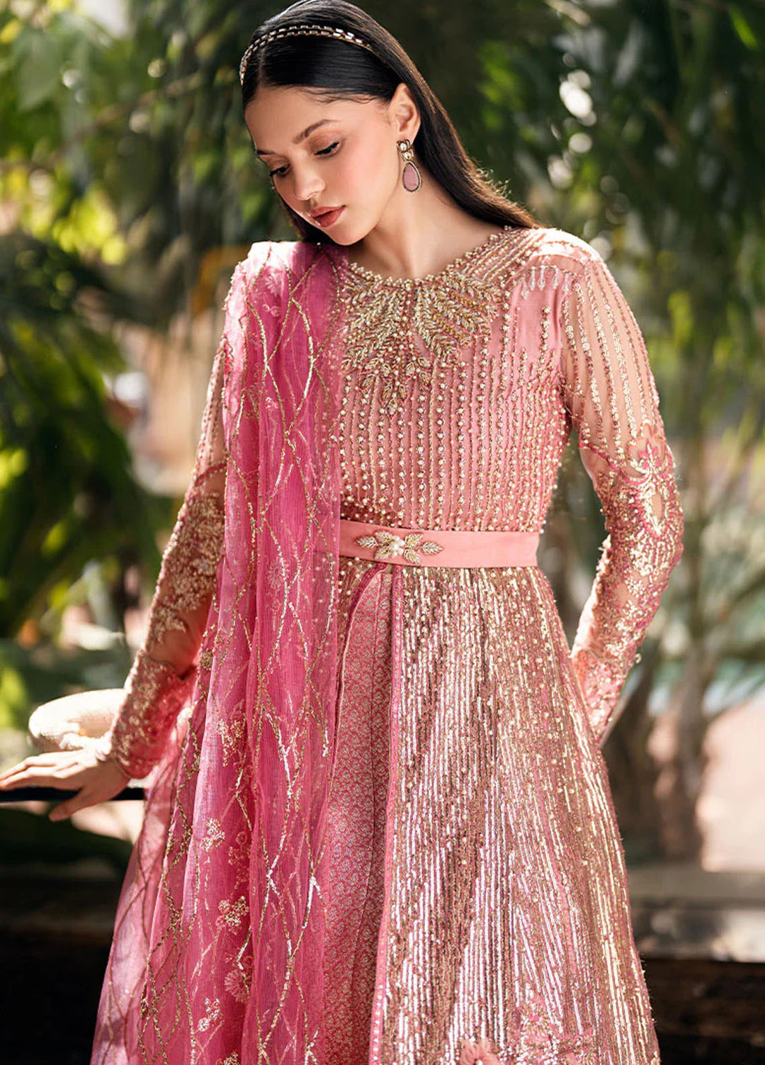 Mushq Embroidered Net Suits Unstitched 3 Piece MQ25MR MWD-04 Bonafide - Formals Collection