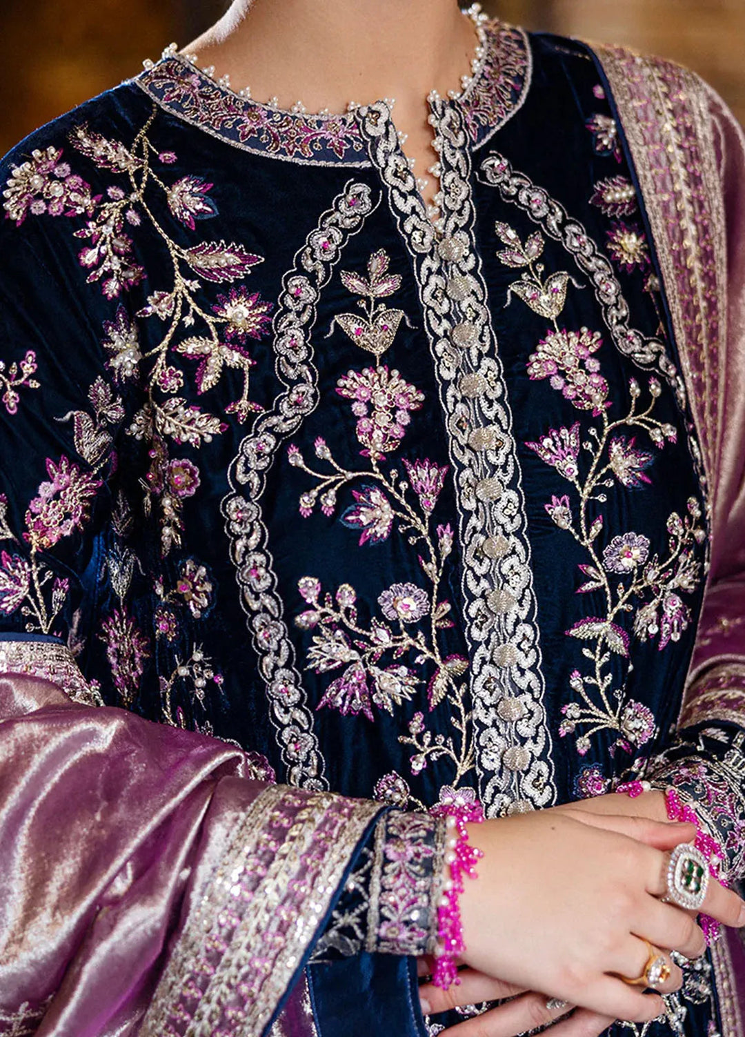 Mushq Embroidered Velvet Suit Unstitched 3 Piece MPS-02 Infinite Loop - Formal Collection