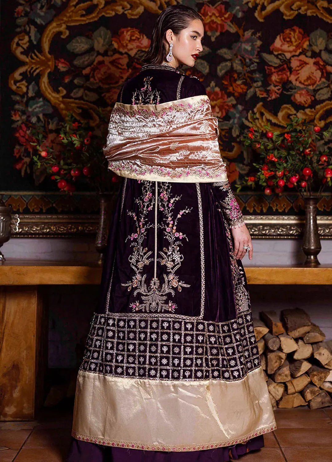 Mushq Embroidered Velvet Suit Unstitched 3 Piece MPS-05 Chasing Reflections - Formal Collection