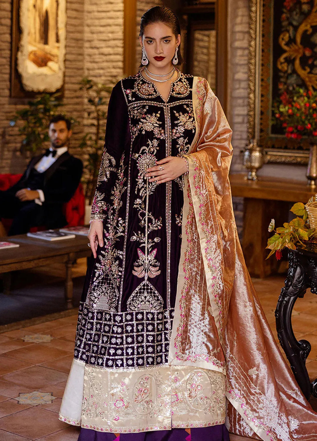 Mushq Embroidered Velvet Suit Unstitched 3 Piece MPS-05 Chasing Reflections - Formal Collection