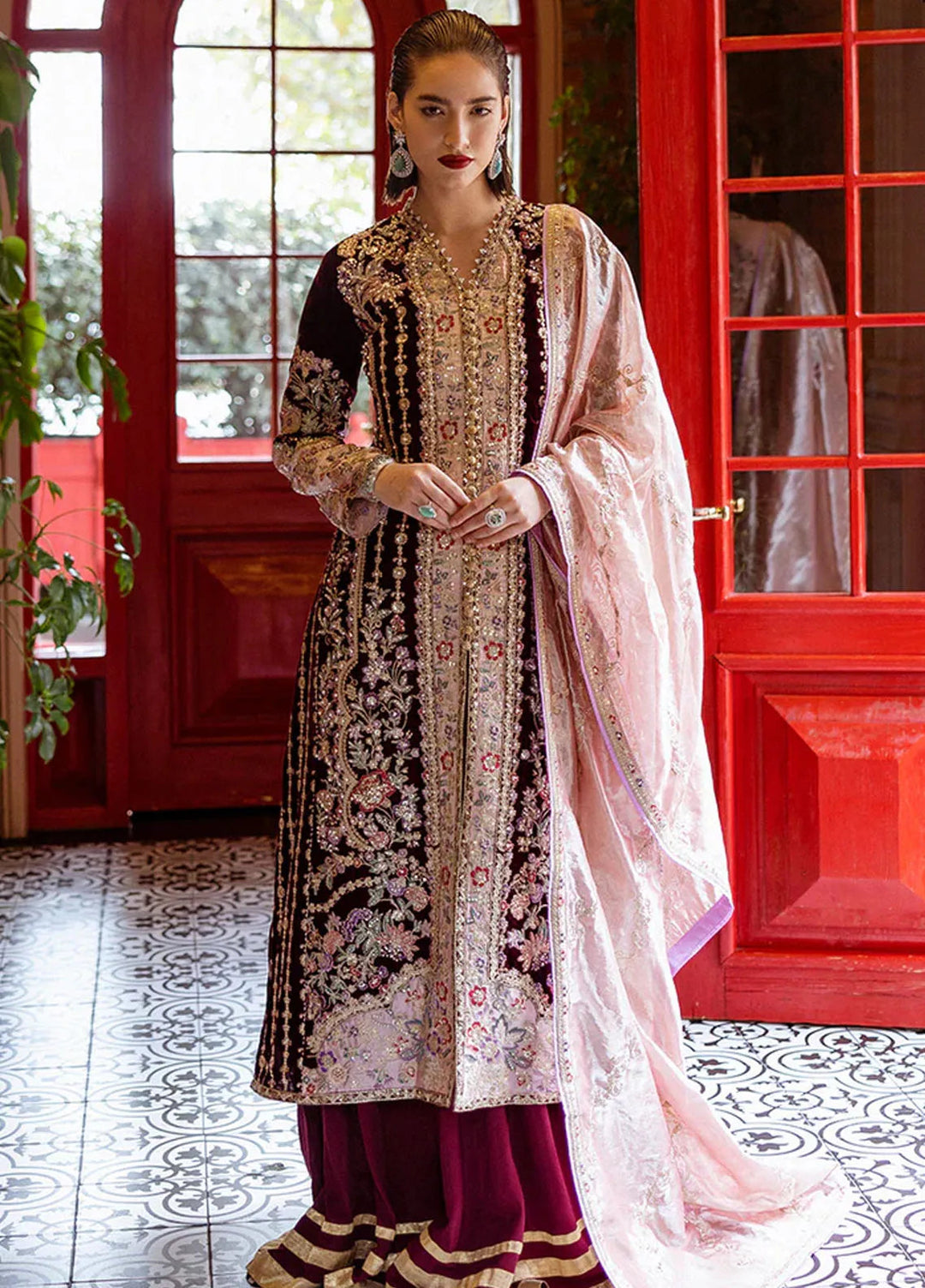 Mushq Embroidered Velvet Suit Unstitched 3 Piece MPS-08 Sentimental Journey - Formal Collection