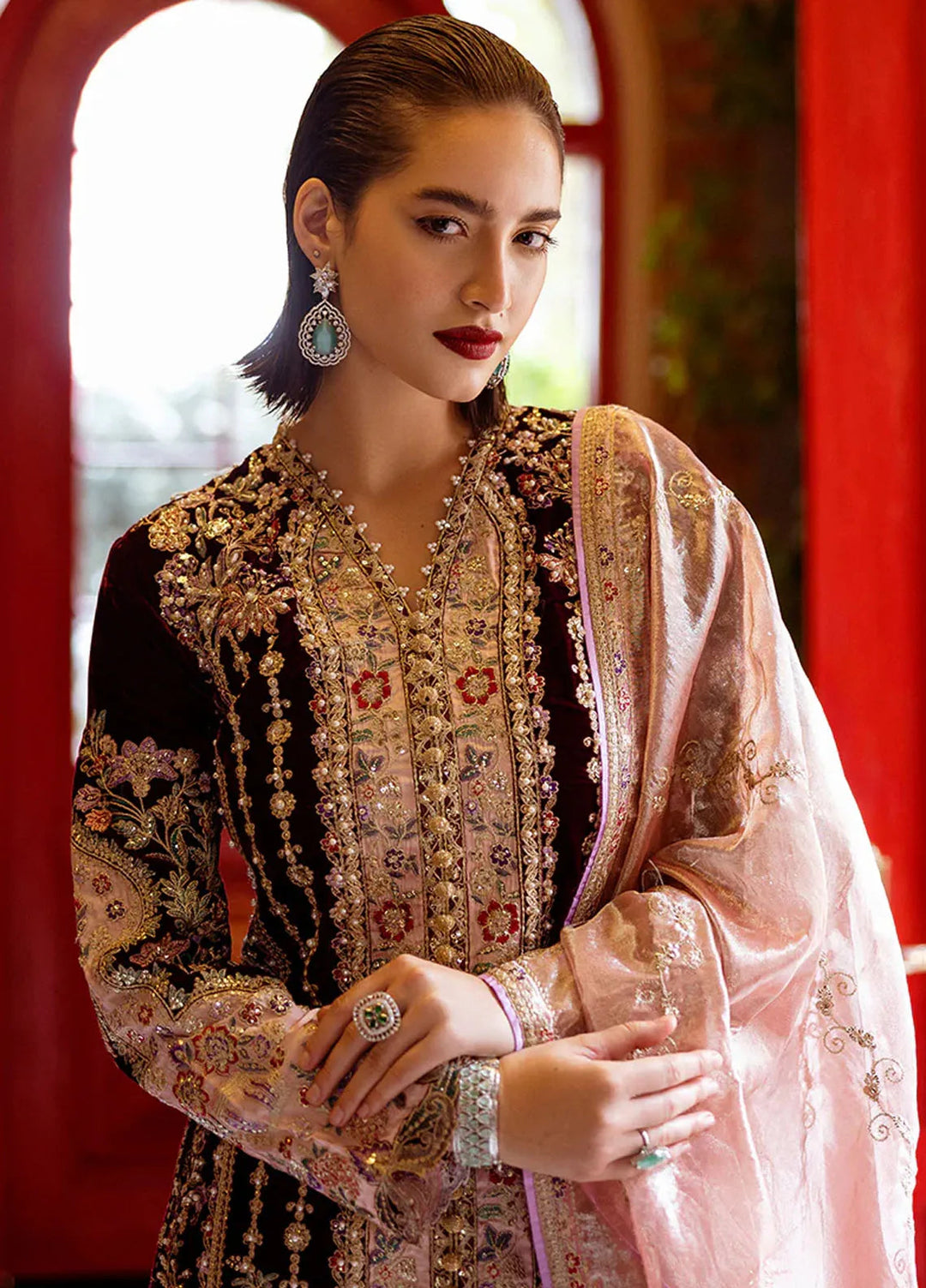 Mushq Embroidered Velvet Suit Unstitched 3 Piece MPS-08 Sentimental Journey - Formal Collection