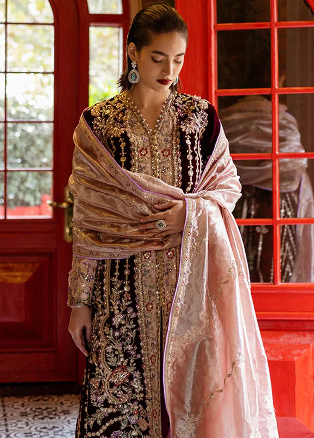 Mushq Embroidered Velvet Suit Unstitched 3 Piece MPS-08 Sentimental Journey - Formal Collection