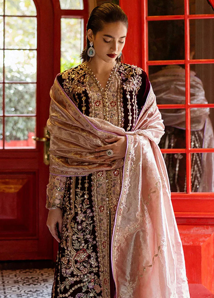 Mushq Embroidered Velvet Suit Unstitched 3 Piece MPS-08 Sentimental Journey - Formal Collection