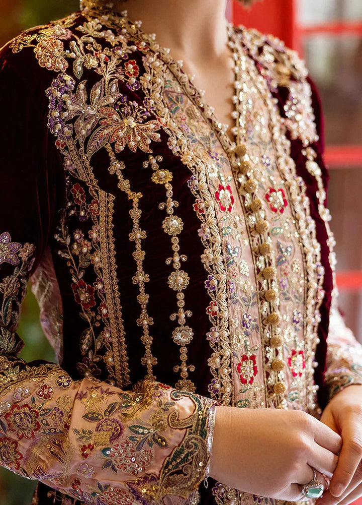 Mushq Embroidered Velvet Suit Unstitched 3 Piece MPS-08 Sentimental Journey - Formal Collection