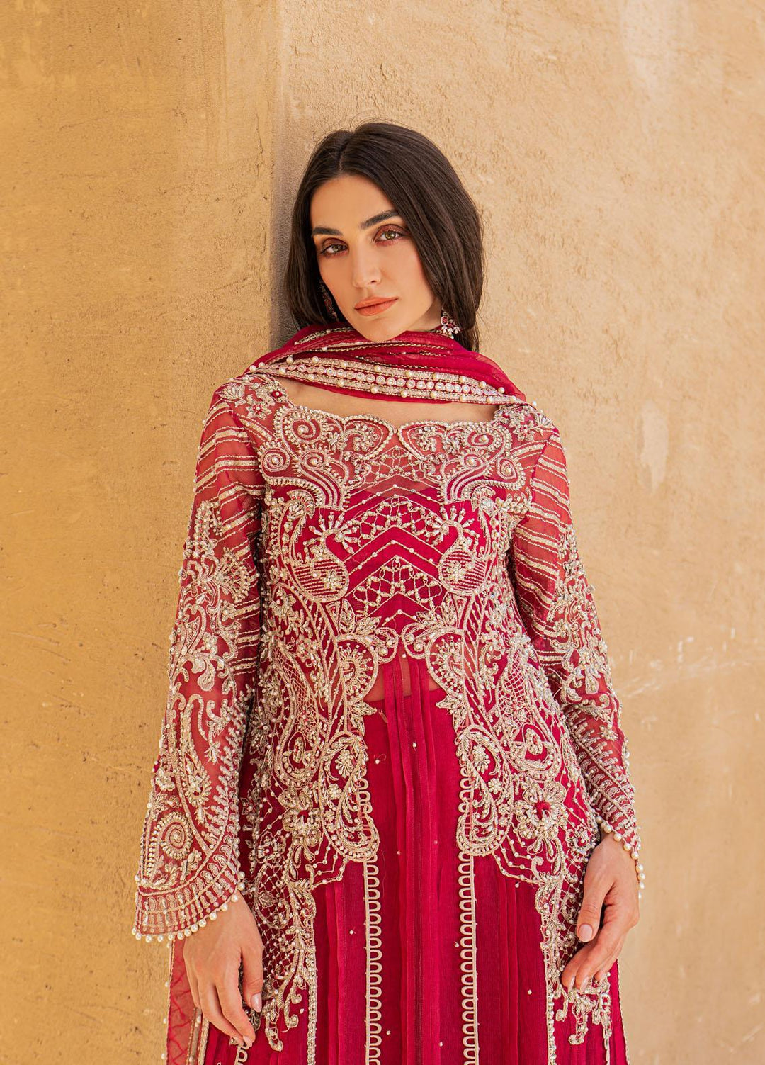 Mushq Luxury Pret  Silk 3 Piece Suit MQ22EP ELEP22-01 SALSA