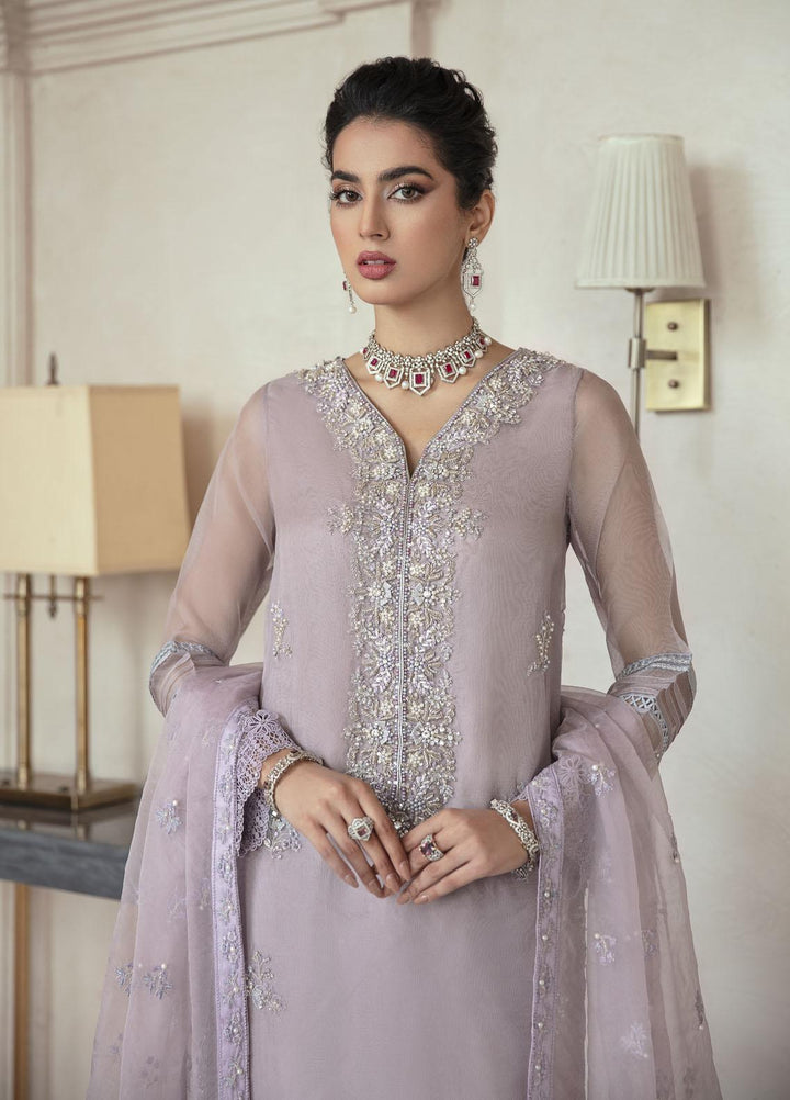 Mushq Luxury Pret  Organza Shirt CRYSTAL PEARL