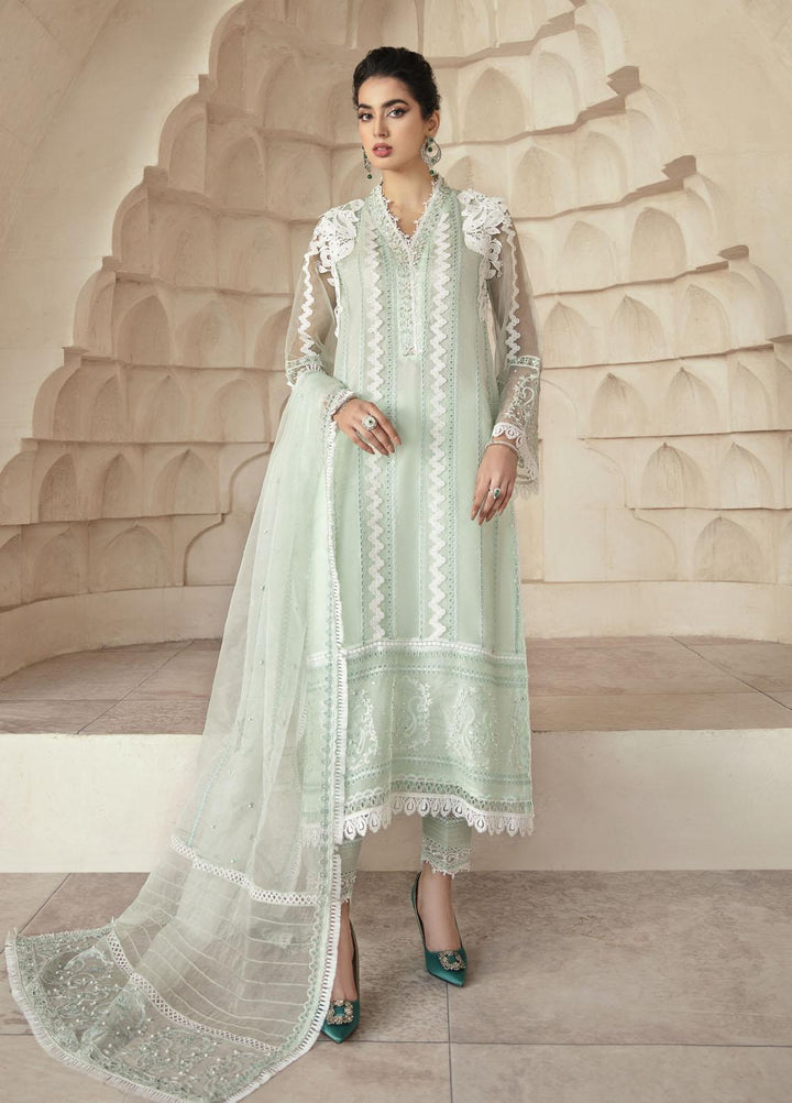 Mushq Luxury Pret  Organza Shirt ICE FOREST