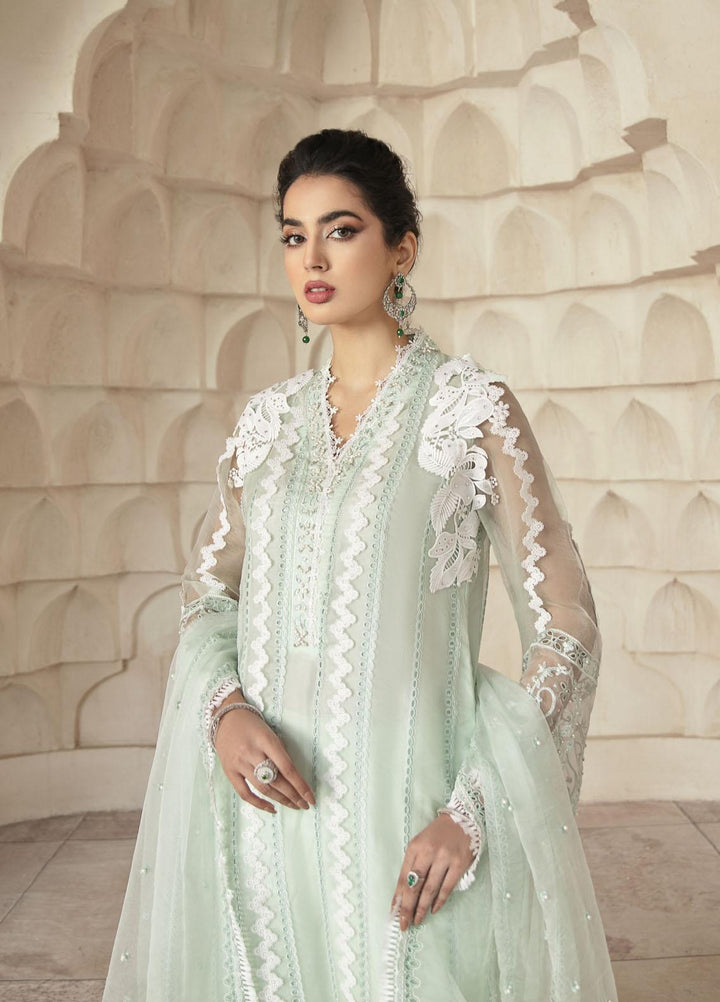 Mushq Luxury Pret  Organza Shirt ICE FOREST