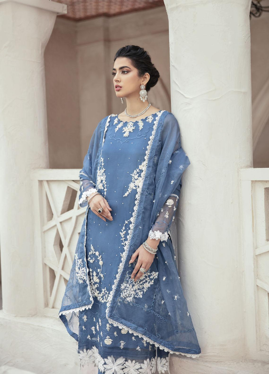 Mushq Luxury Pret  Organza Shirt PLUTO