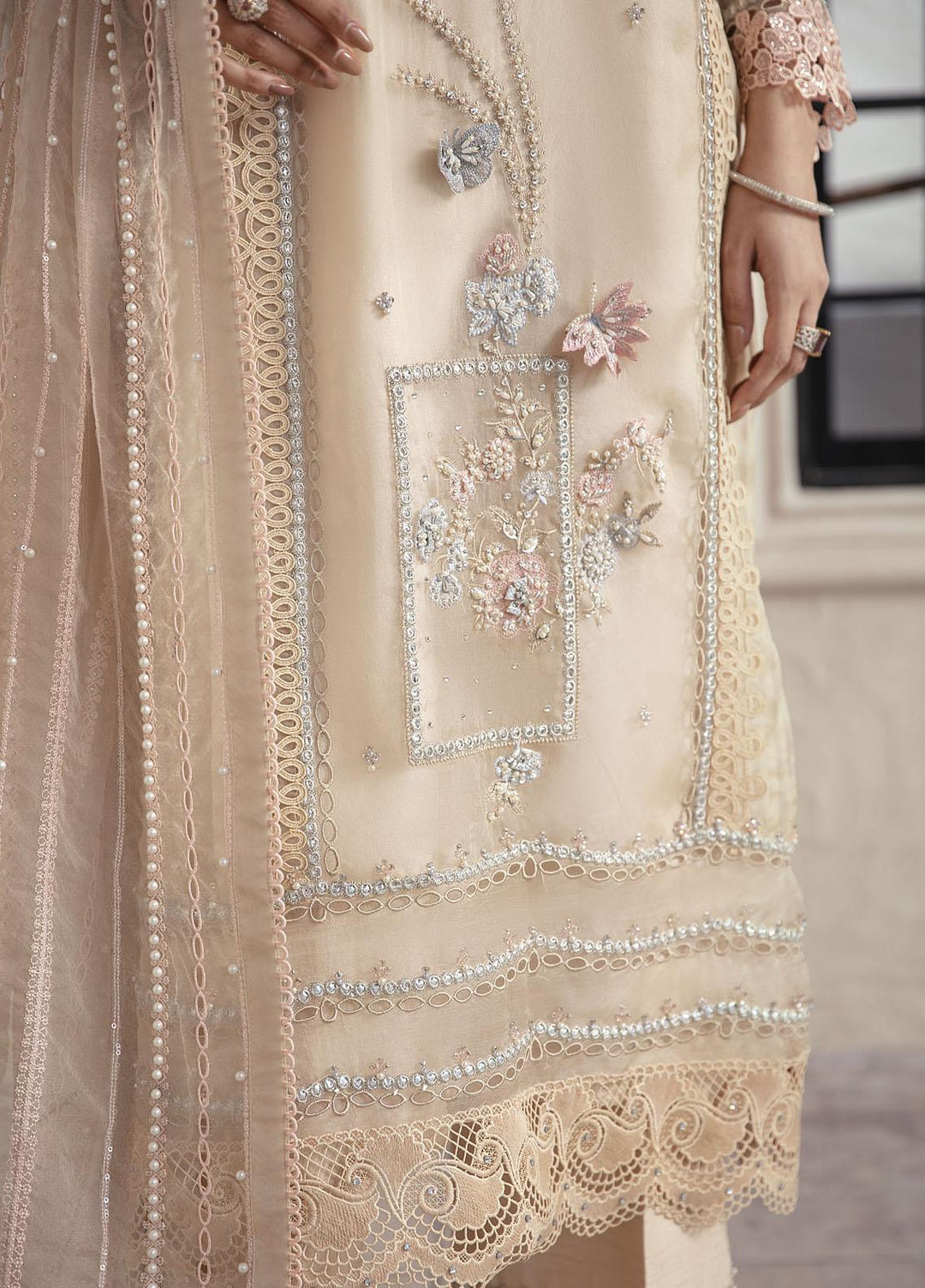 Mushq Luxury Pret  Organza Shirt LAAGOON