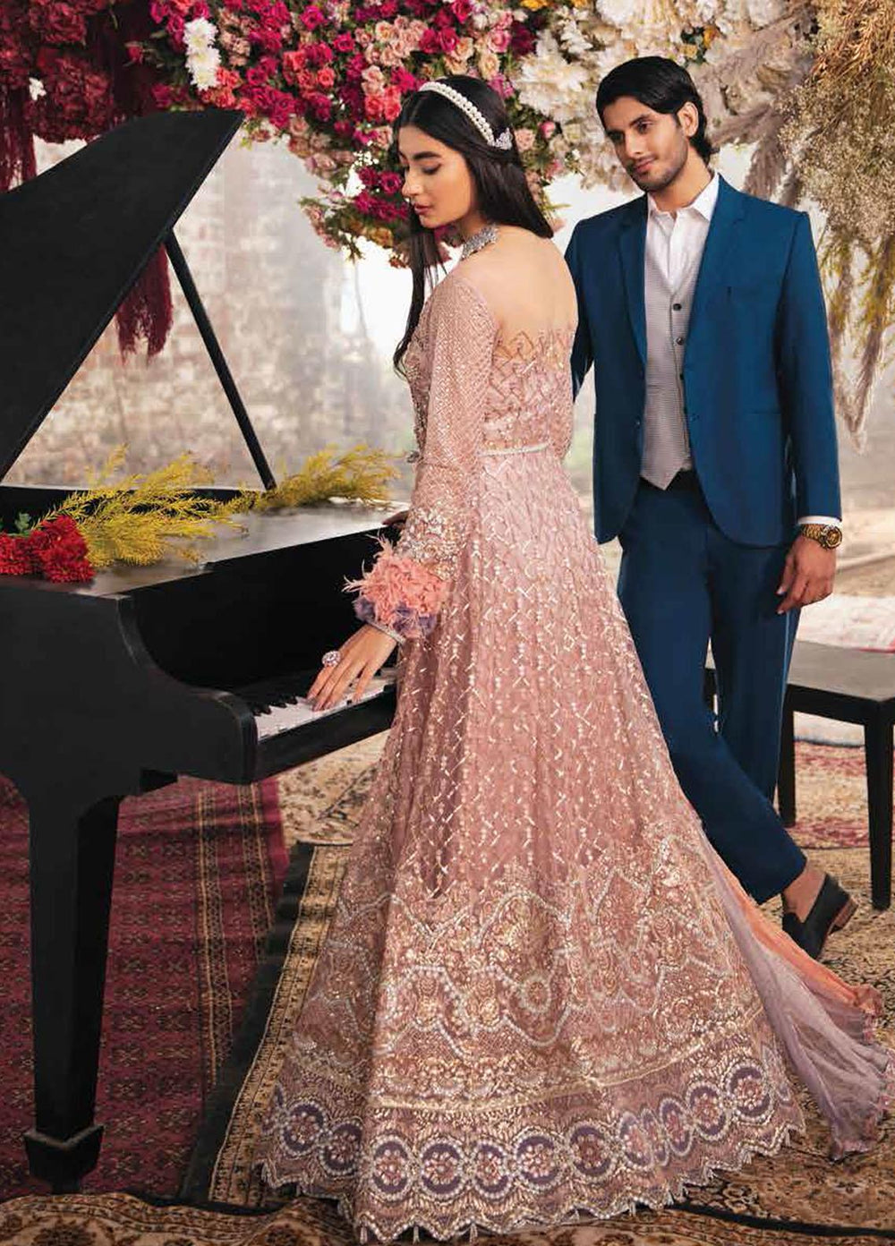 Mushq Embroidered Net Suits Unstitched 3 Piece MQ21EW TDL22-02 INAYA - Luxury Wedding Collection