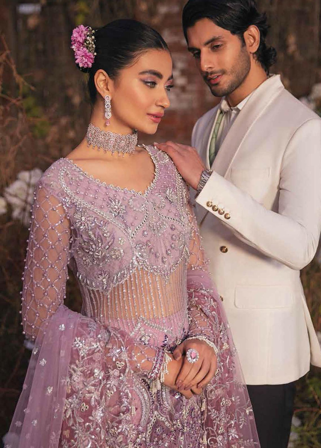 Mushq Embroidered Net Suits Unstitched 3 Piece MQ21EW TDL22-03 FALAK - Luxury Wedding Collection