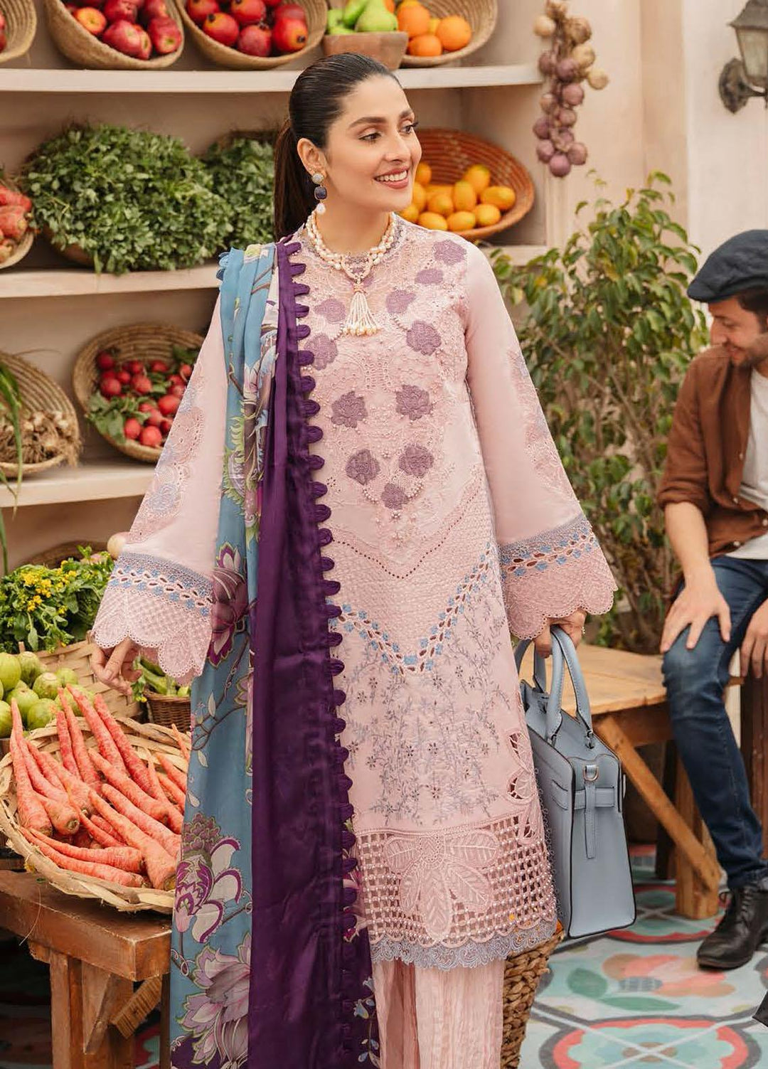 Mushq Embroidered Lawn Suits Unstitched 3 Piece MQ22FDV MSL22-02 RAQUEL - Luxury Summer Collection