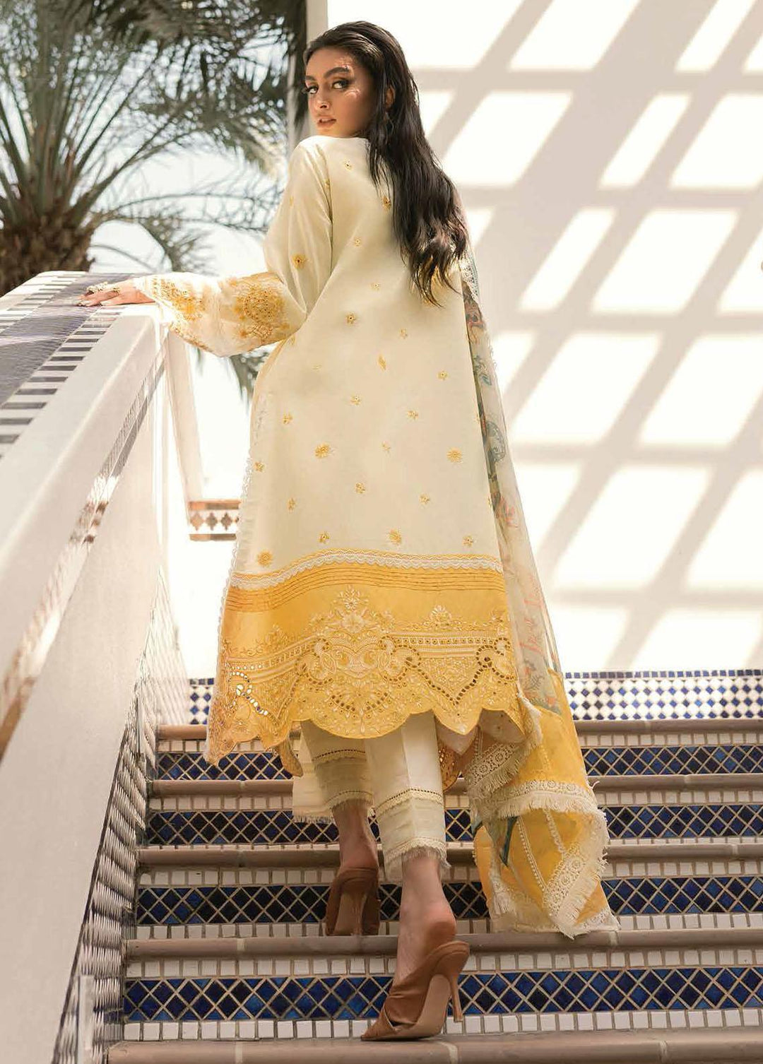 Hemline By Mushq Embroidered Lawn Suits Unstitched 3 Piece MQ22SS HM22-01A Lemon Burst - Spring / Summer Collection