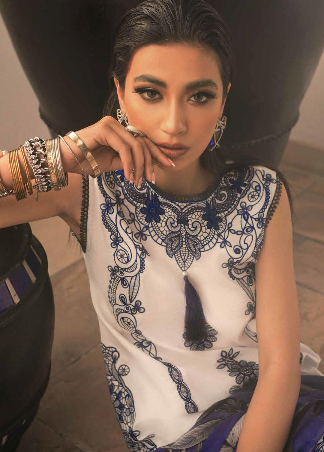 Hemline By Mushq Embroidered Lawn Suits Unstitched 3 Piece MQ22SS HM22-02A Oriental Tale - Spring / Summer Collection