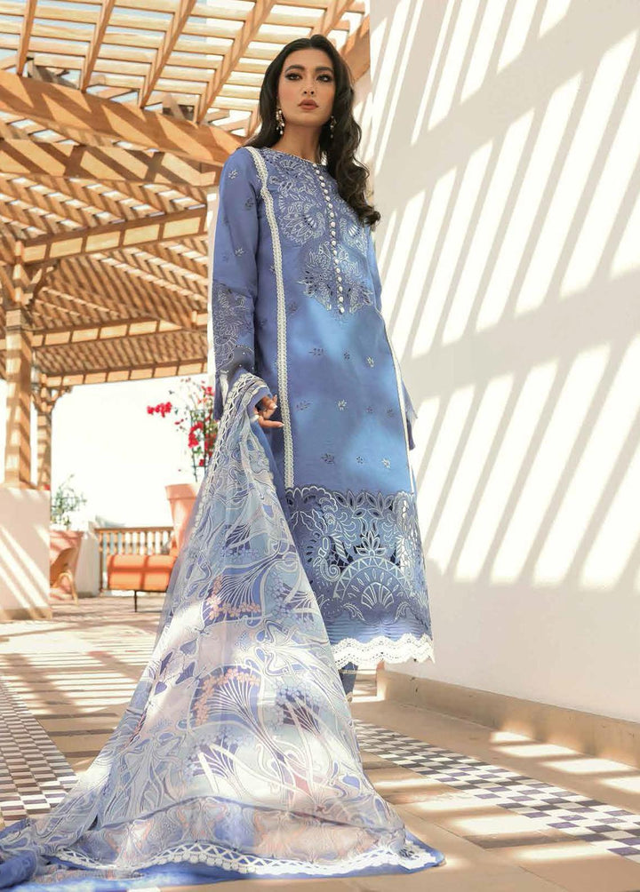 Hemline By Mushq Embroidered Lawn Suits Unstitched 3 Piece MQ22SS HM22-05A Blue Shadow - Spring / Summer Collection