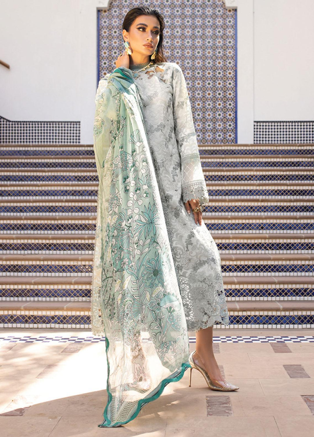 Hemline By Mushq Embroidered Lawn Suits Unstitched 3 Piece MQ22SS HM22-06B Surf Spray - Spring / Summer Collection